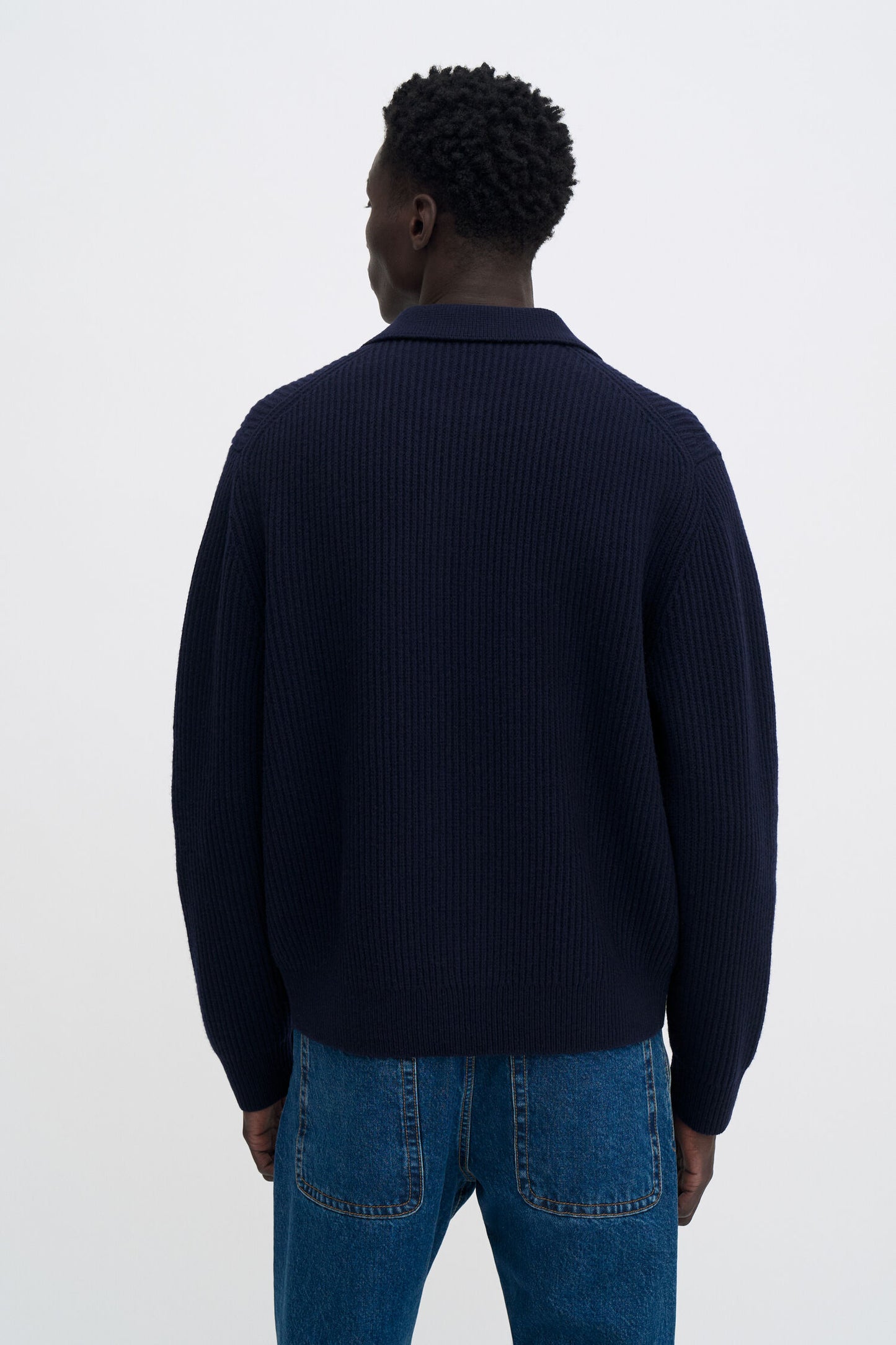 RIBBED WOOL ZIP CARDIGAN