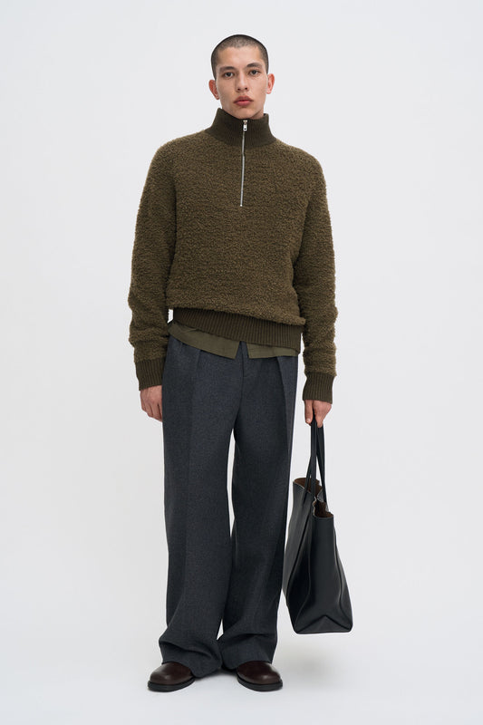 FLUFFY HALF ZIP SWEATER
