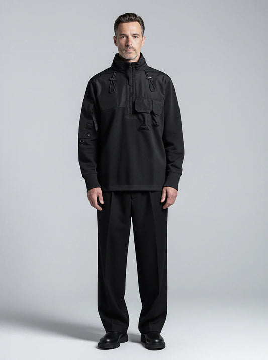 HALF ZIP HYBRID SWEATER