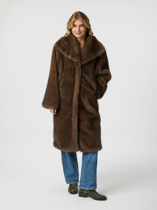 STEPHANIE FAUX FUR LONG JACKET