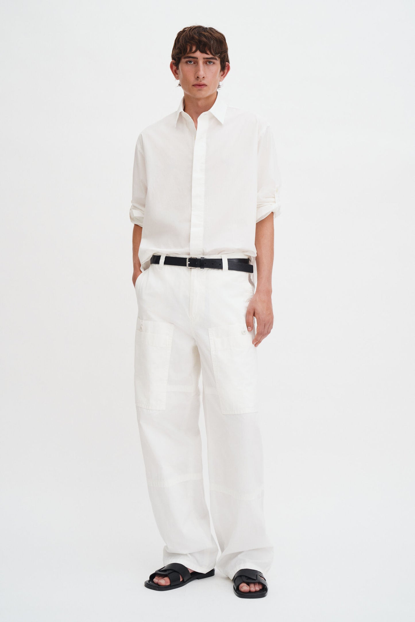 WASHED COTTON CARGO TROUSERS