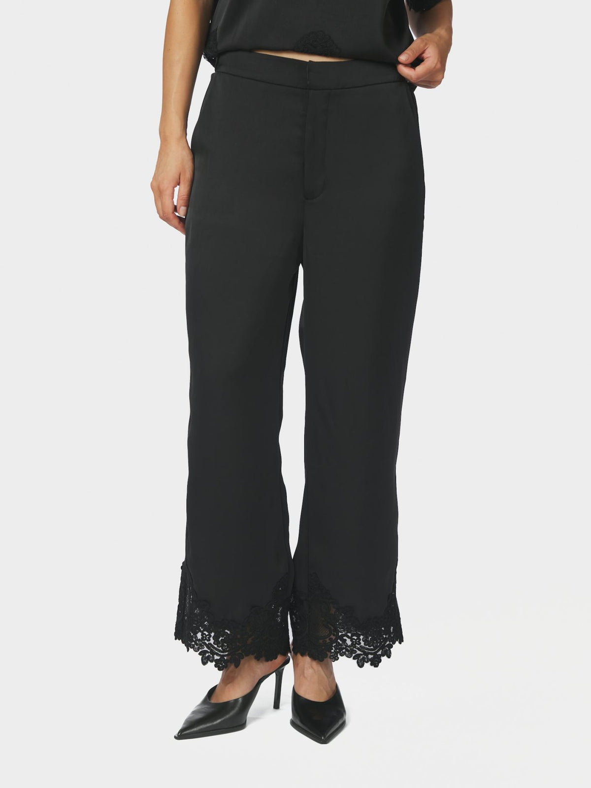 EMERY HEAVY SATEEN LACE PANTS