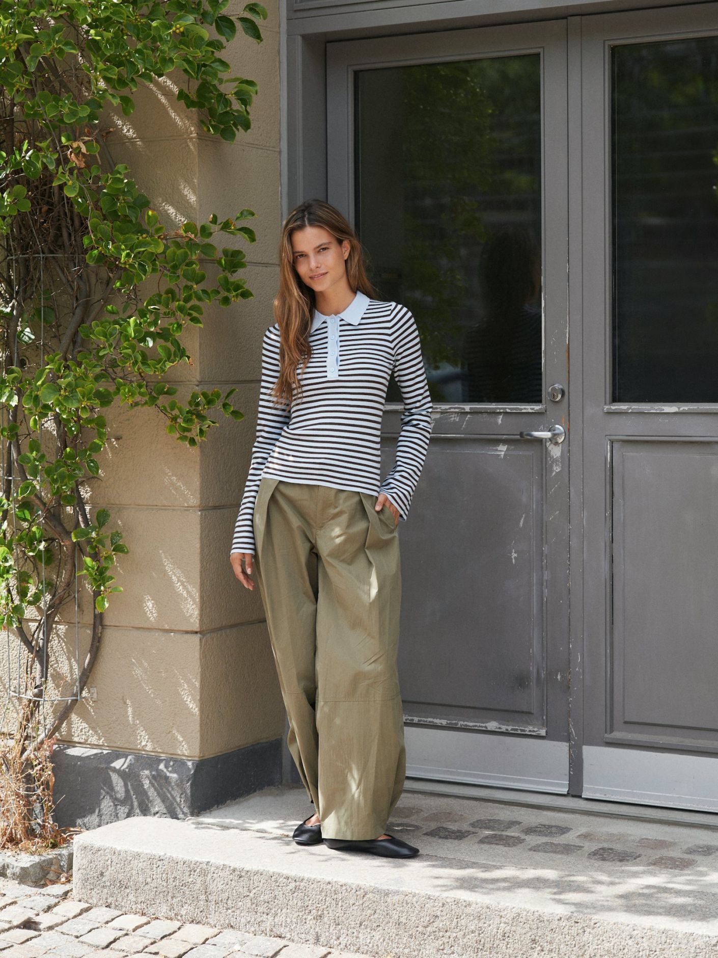 FANYA LS STRIPED KNIT POLO