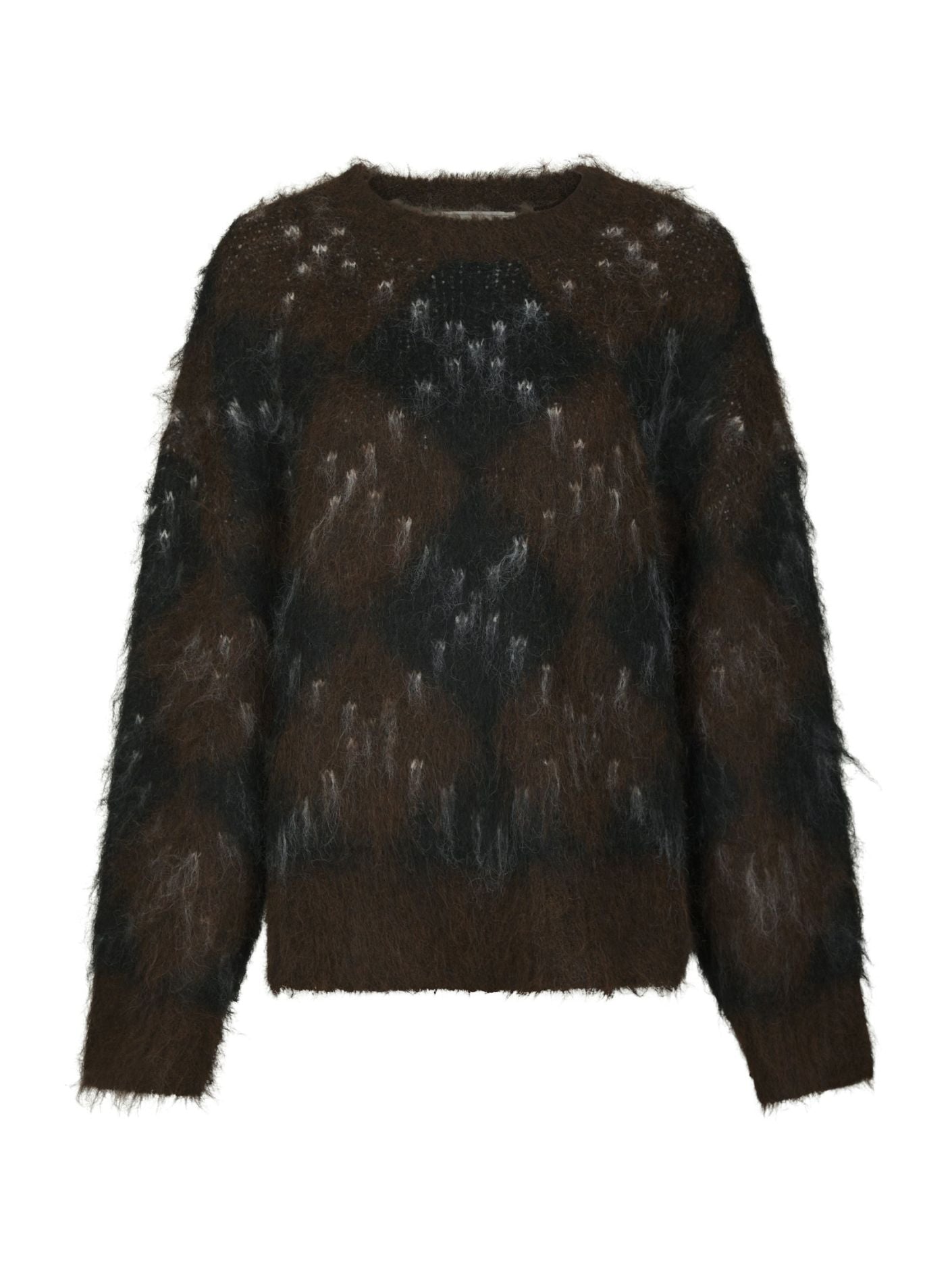 ROEME CHECK FLUFFY KNIT BLOUSE