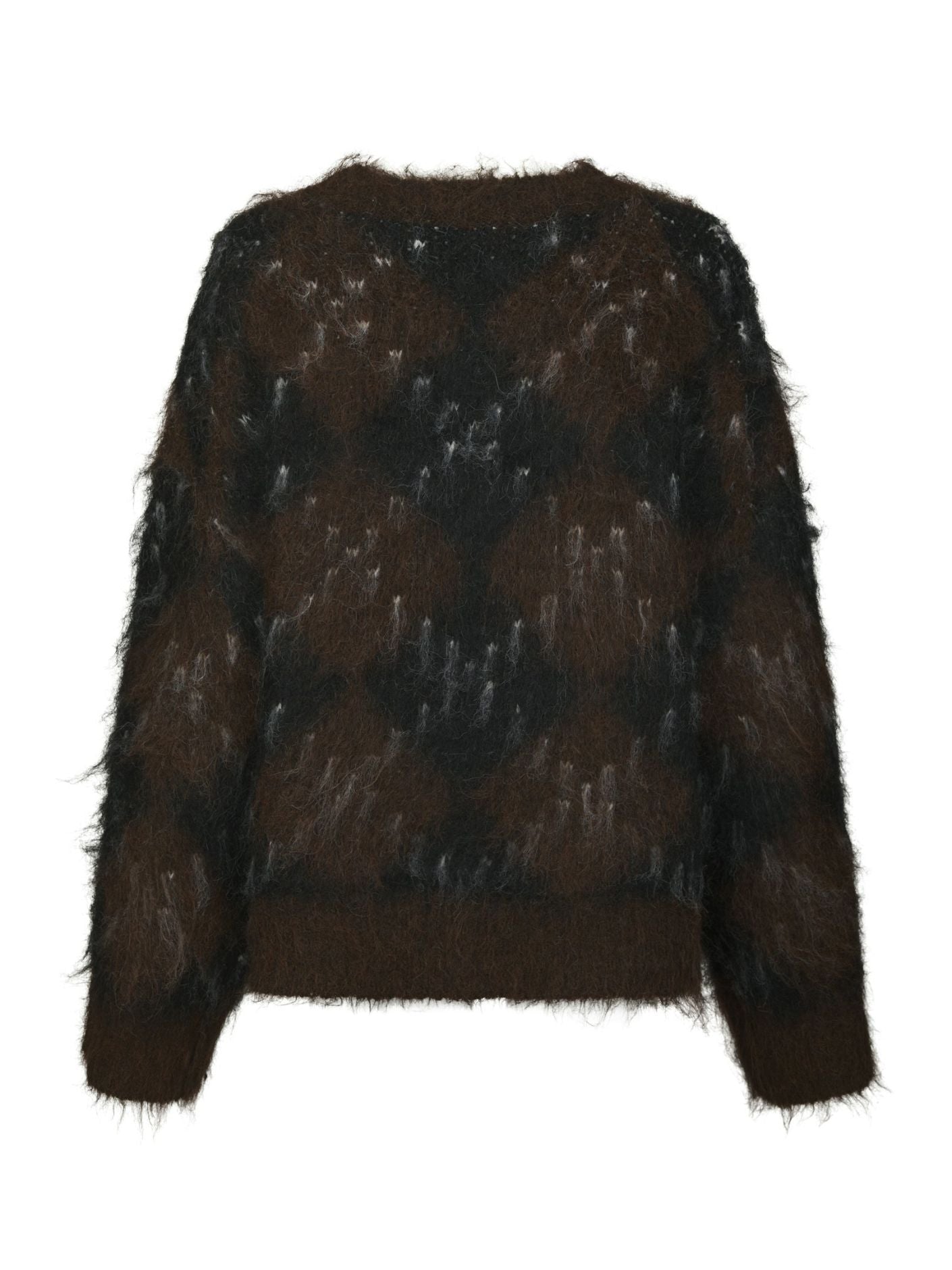ROEME CHECK FLUFFY KNIT BLOUSE