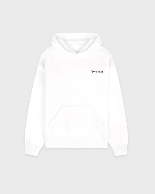 SERIF LOGO EMBROIDED HOODIE